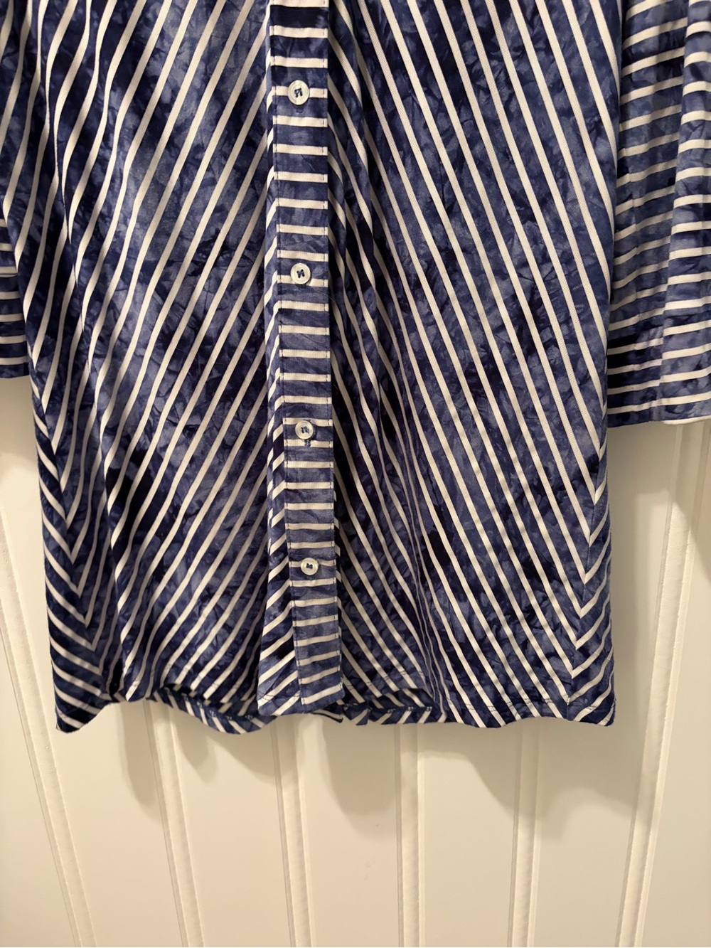Joseph Ribkoff Blue White Diagonal Stripe Button Front Tunic Size 14 - Picture 8 of 11